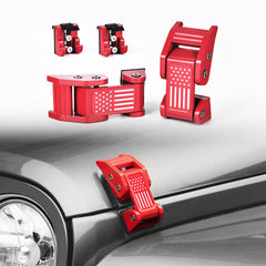 Aluminum Hood Latches Catch Kit with US Flag Style Red