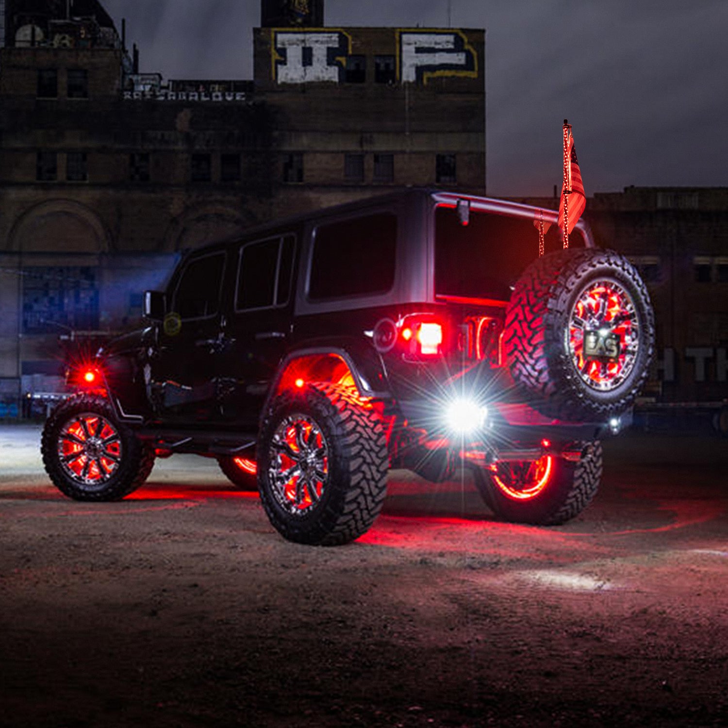 Whip Light with Mount for Jeep Wrangler JK - 4 Ft