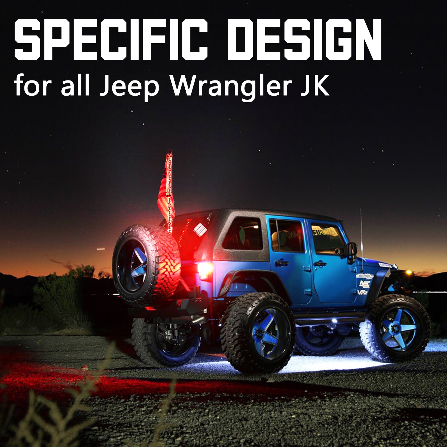 Whip Light with Mount for Jeep Wrangler JK - 4 Ft