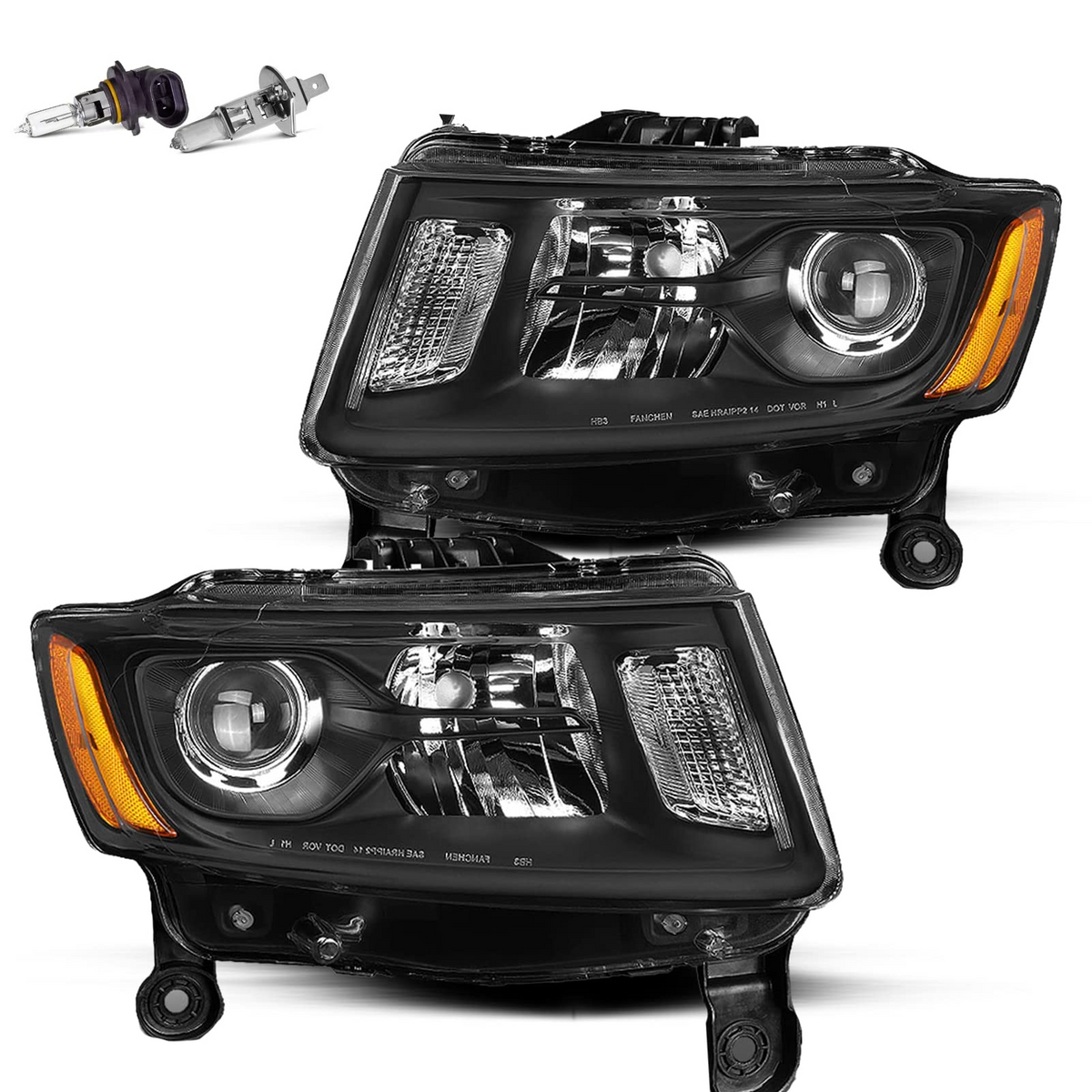 Headlight Assembly Bulbs Included Compatible with 14-16 Jeep Grand Cherokee