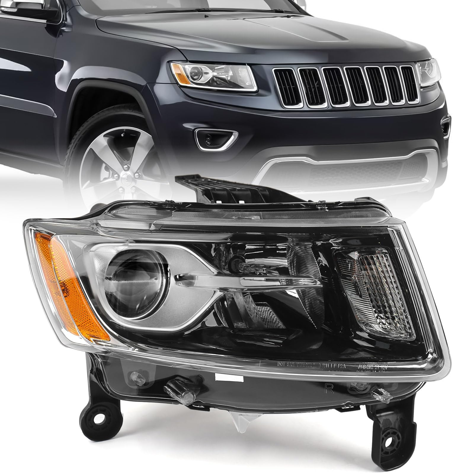 Halogen Headlight Assembly Compatible with 2014-2016 Jeep Grand Cherokee