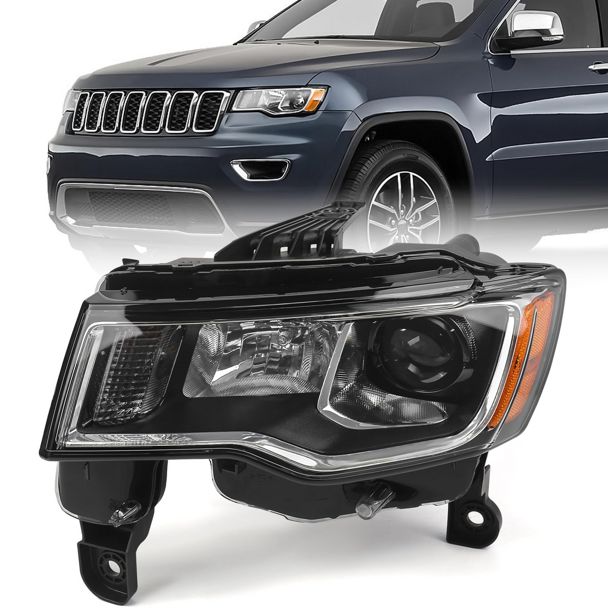 Halogen Headlight Assembly Compatible with 2014-2016 Jeep Grand Cherokee