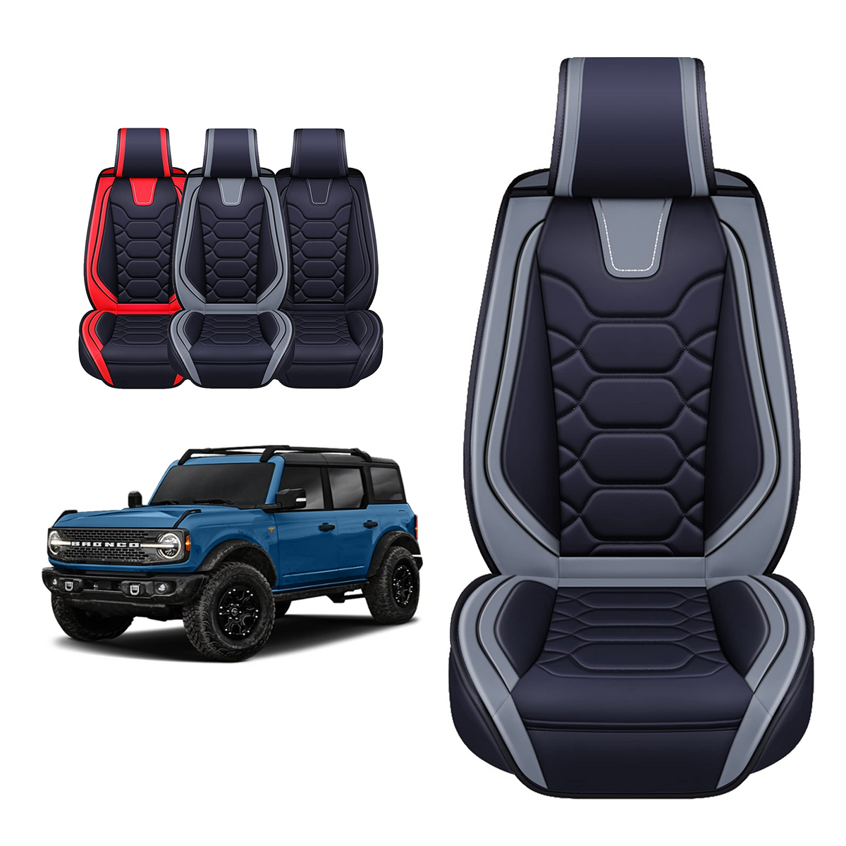 Seat Covers for 2021-2024 Ford Bronco Accessories Leather Cover Cushion