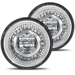 7 Inch Led Headlights Round Compatible with Jeep Wrangler - Chrome