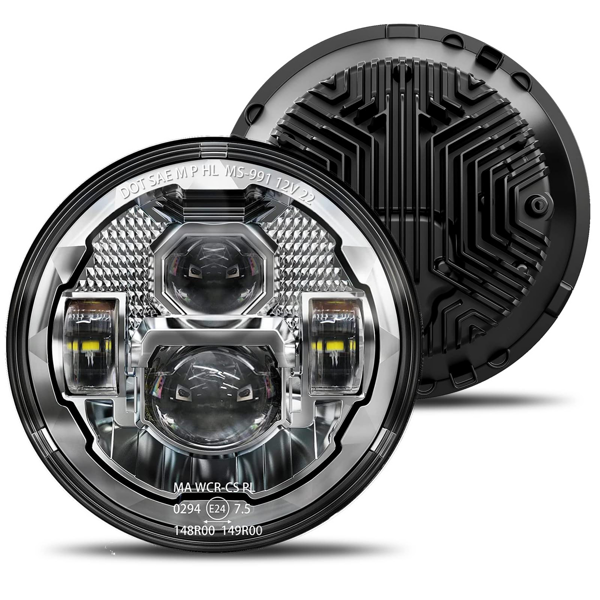 7 Inch Led Headlights Round Compatible with Jeep Wrangler - Chrome