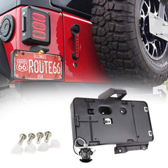 Black Rear License Plate Holder Frame with Light Compatible with 2007-2018 Jeep Wrangler JK All Models