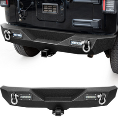 Rear Bumper for Jeep Wrangler JK with 2x LED Lights & 2" Hitch Receiver