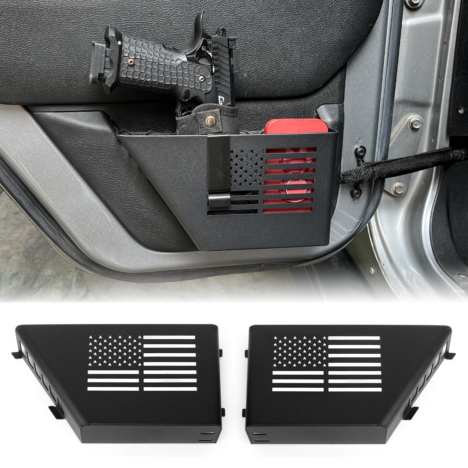 Metal FrontMetal Door Storage Box, Door Side Insert Organizer Box for Jeep Wrangler JK