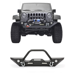 Front Bumper for Jeep Wrangler JK JL Gladiator JT & Pair 18W LED Lights