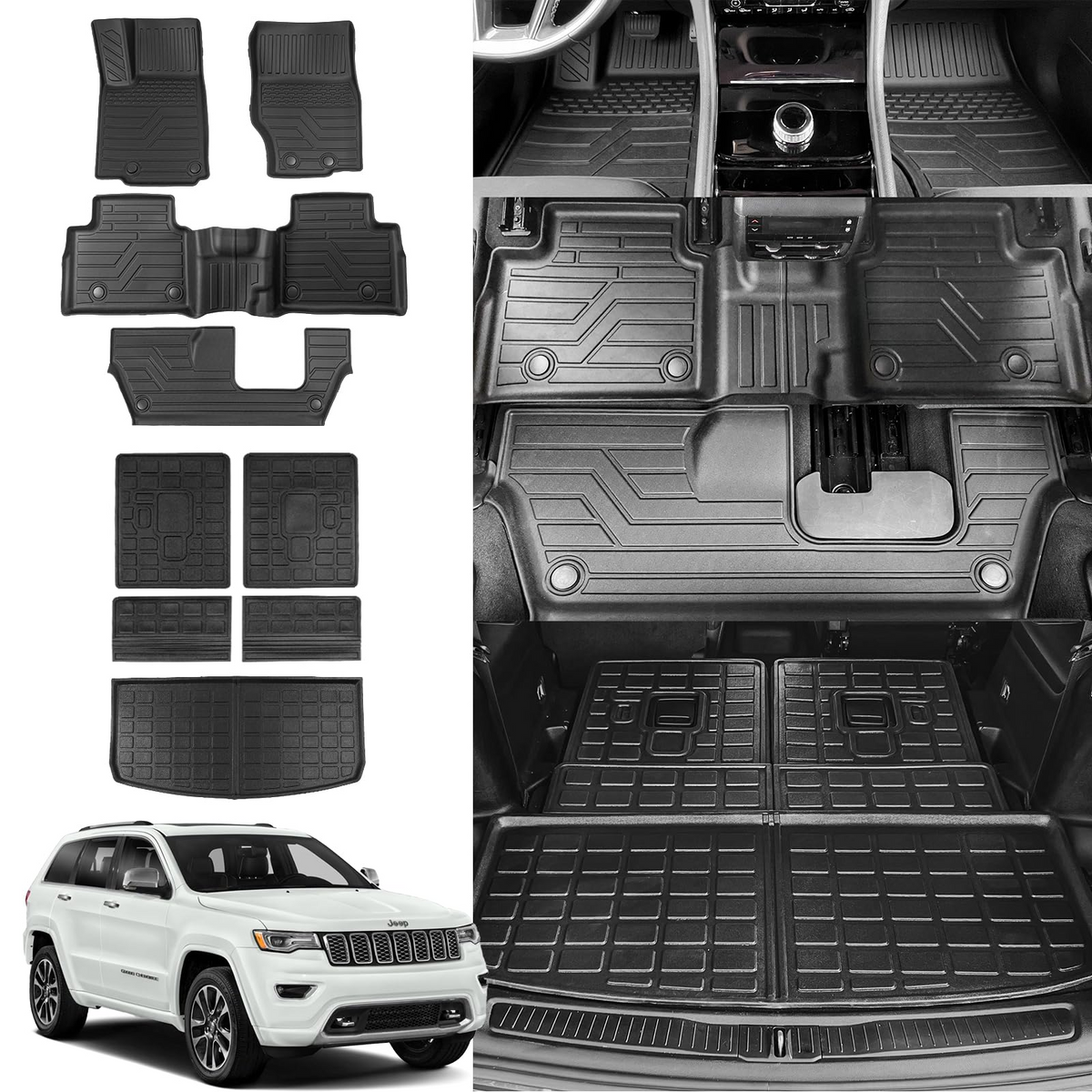 Trunk Mat+Backrest Mats+Floor Mats for 2021-2023 Jeep Grand Cherokee L