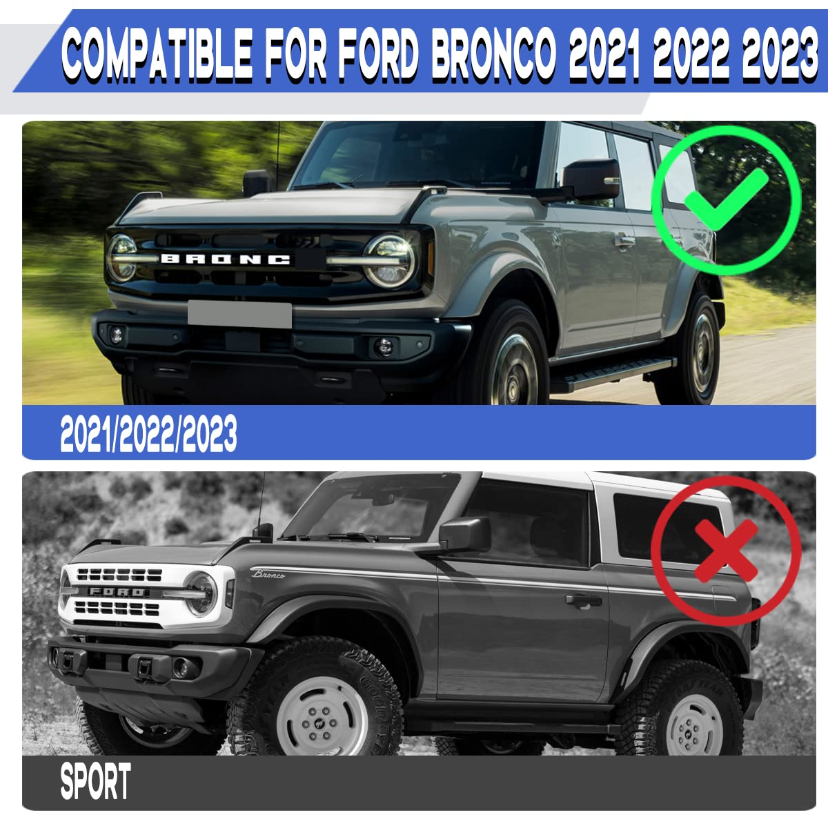 Letters Lights Emblem Compatible for Ford Bronco Accessories 2021 2022 2023