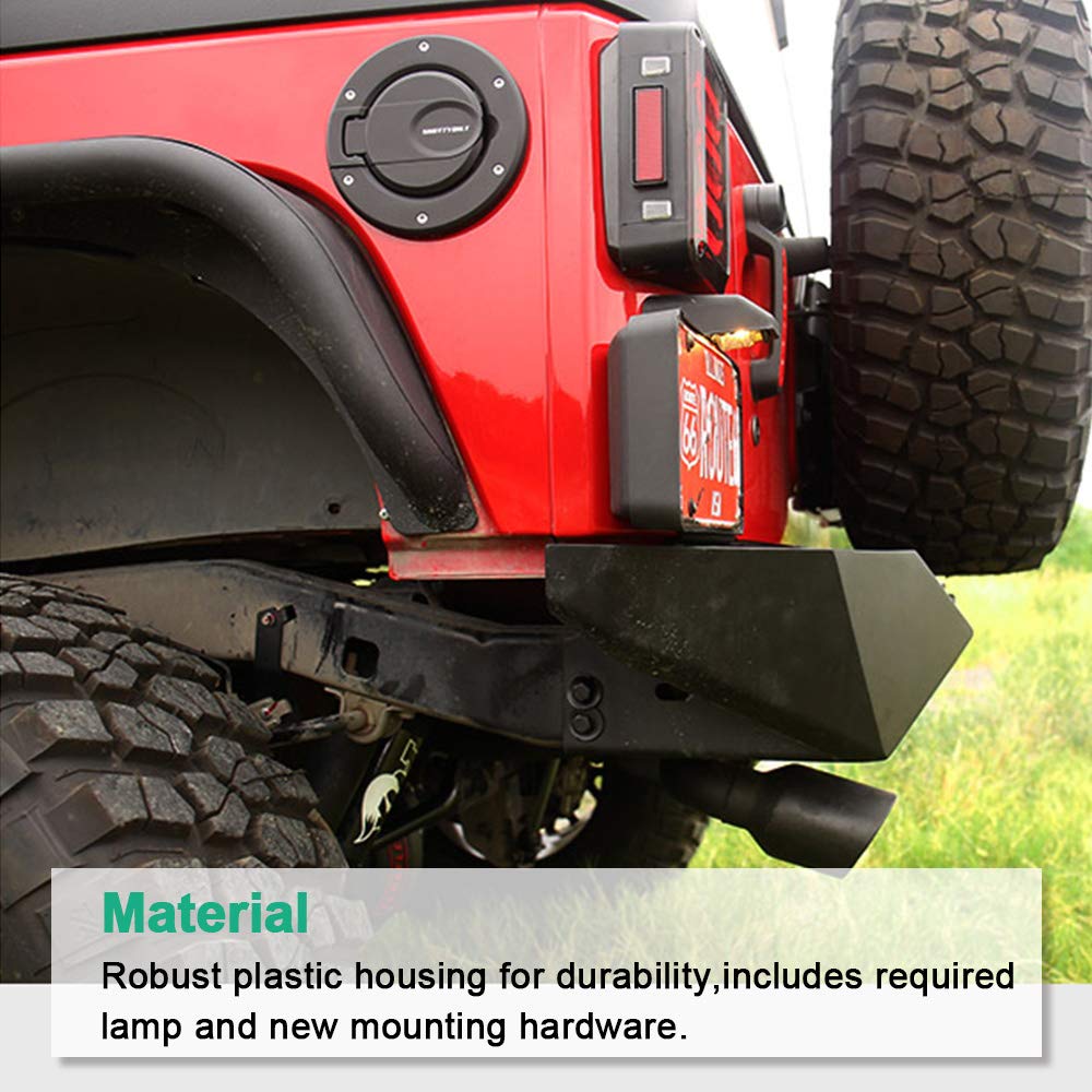 Black Rear License Plate Holder Frame with Light Compatible with 2007-2018 Jeep Wrangler JK All Models