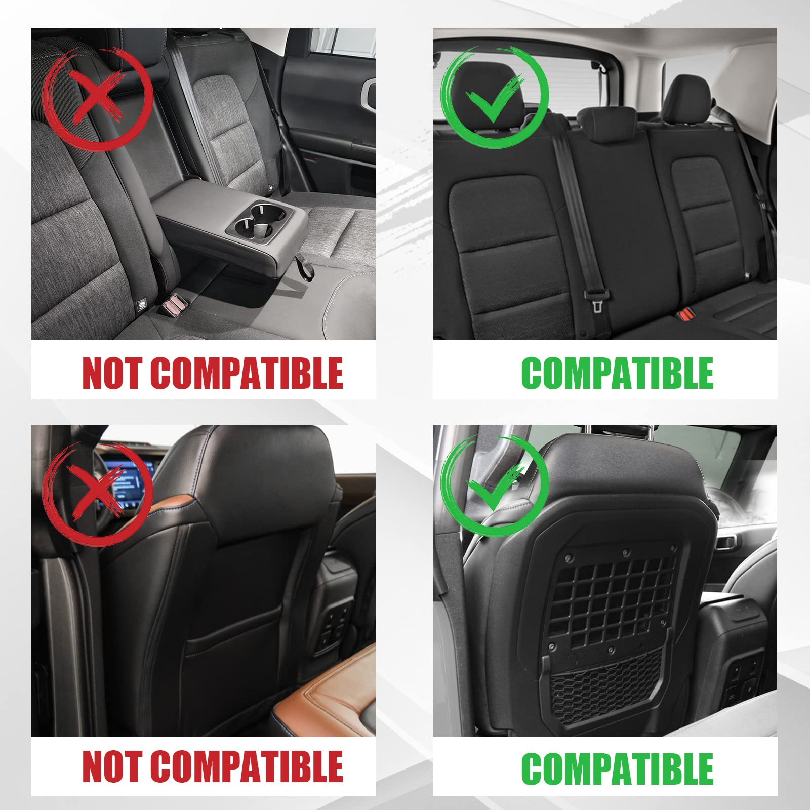 Seat Covers Protector with Backrest and Armrest for Ford Bronco Accessories 2021-2023 4-Door(car with Molle Panels)