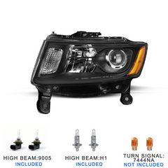 Headlight Assembly Bulbs Included Compatible with 14-16 Jeep Grand Cherokee