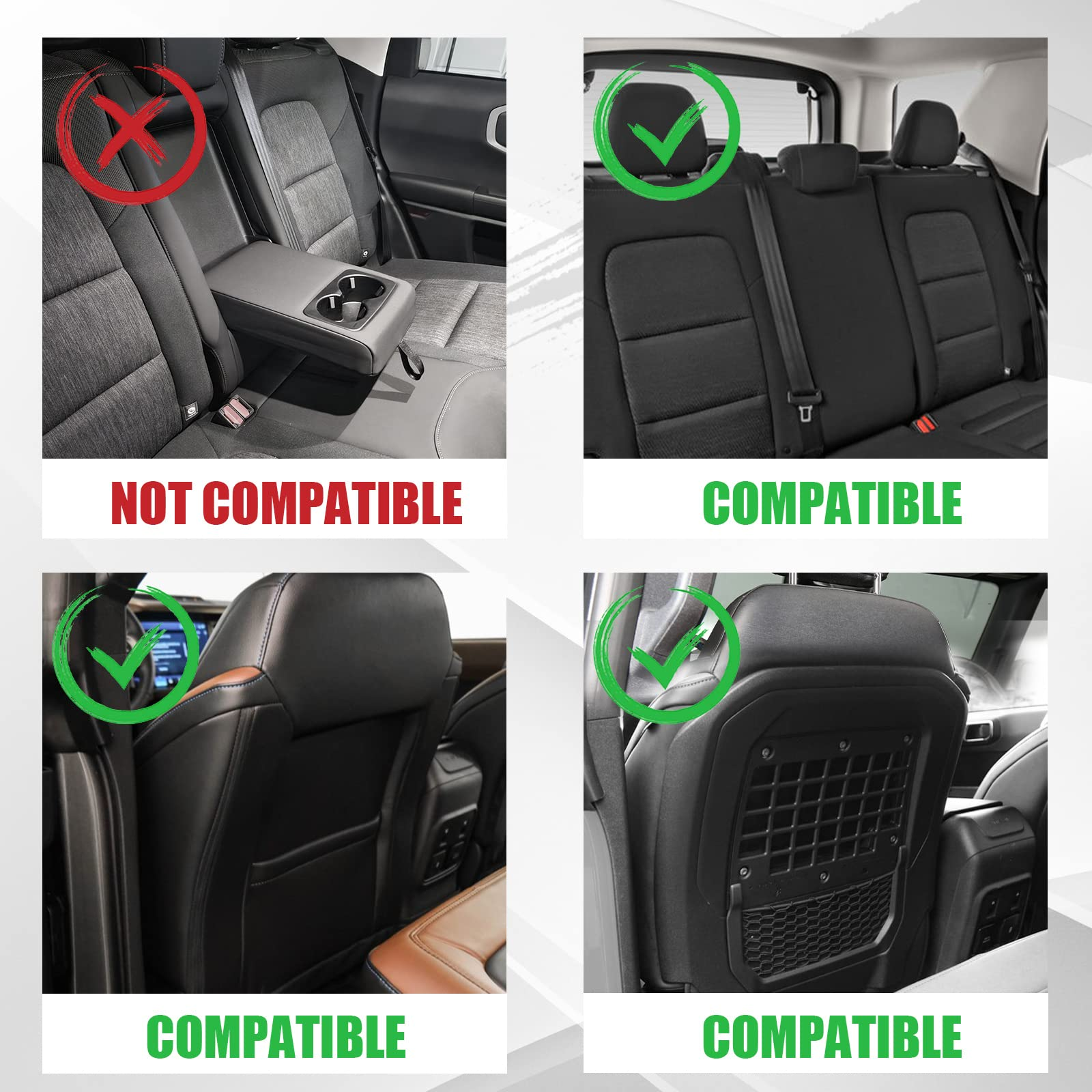 Seat Covers Protector with Backrest and Armrest for Ford Bronco Accessories 2021-2023 4-Door (car without Molle Panels)