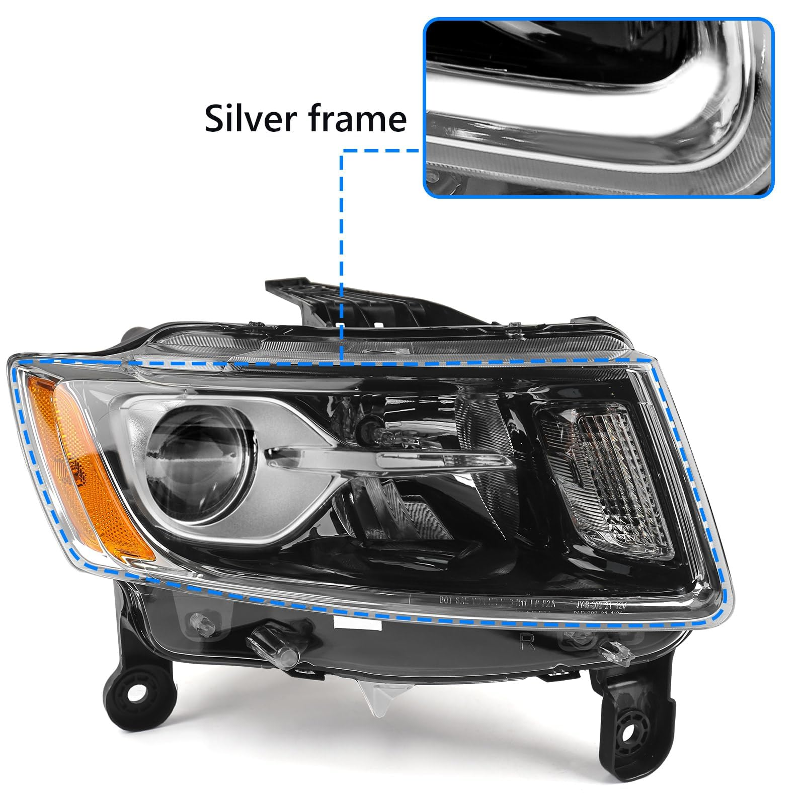 Halogen Headlight Assembly Compatible with 2014-2016 Jeep Grand Cherokee