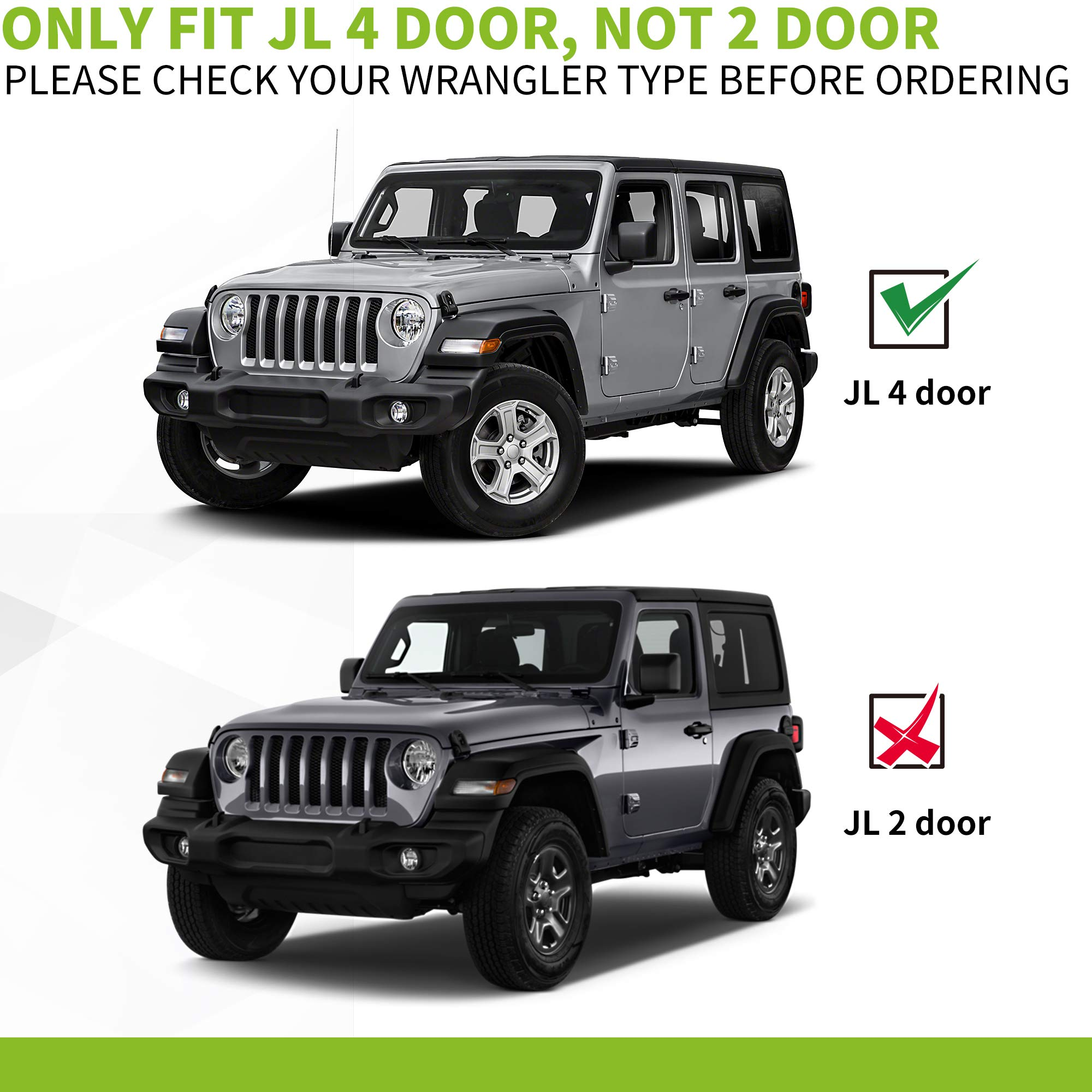 6 inches Running Boards Side Steps for 2018-2024 Jeep Wrangler JL 4-Door Black