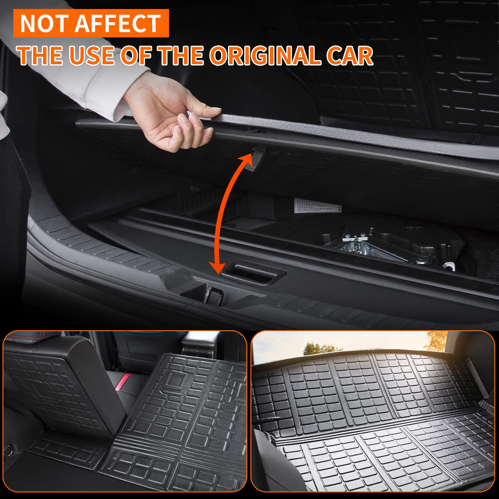 Rear Trunk Mat + Backrest Mats for 2019-2023 Toyota RAV4 TPE Material