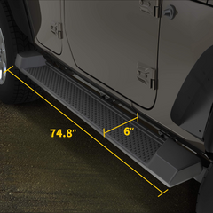 6 inches Running Boards Side Steps for 2018-2024 Jeep Wrangler JL 4-Door Black