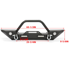 Front Bumper for Jeep Wrangler JK JL Gladiator JT & Pair 18W LED Lights