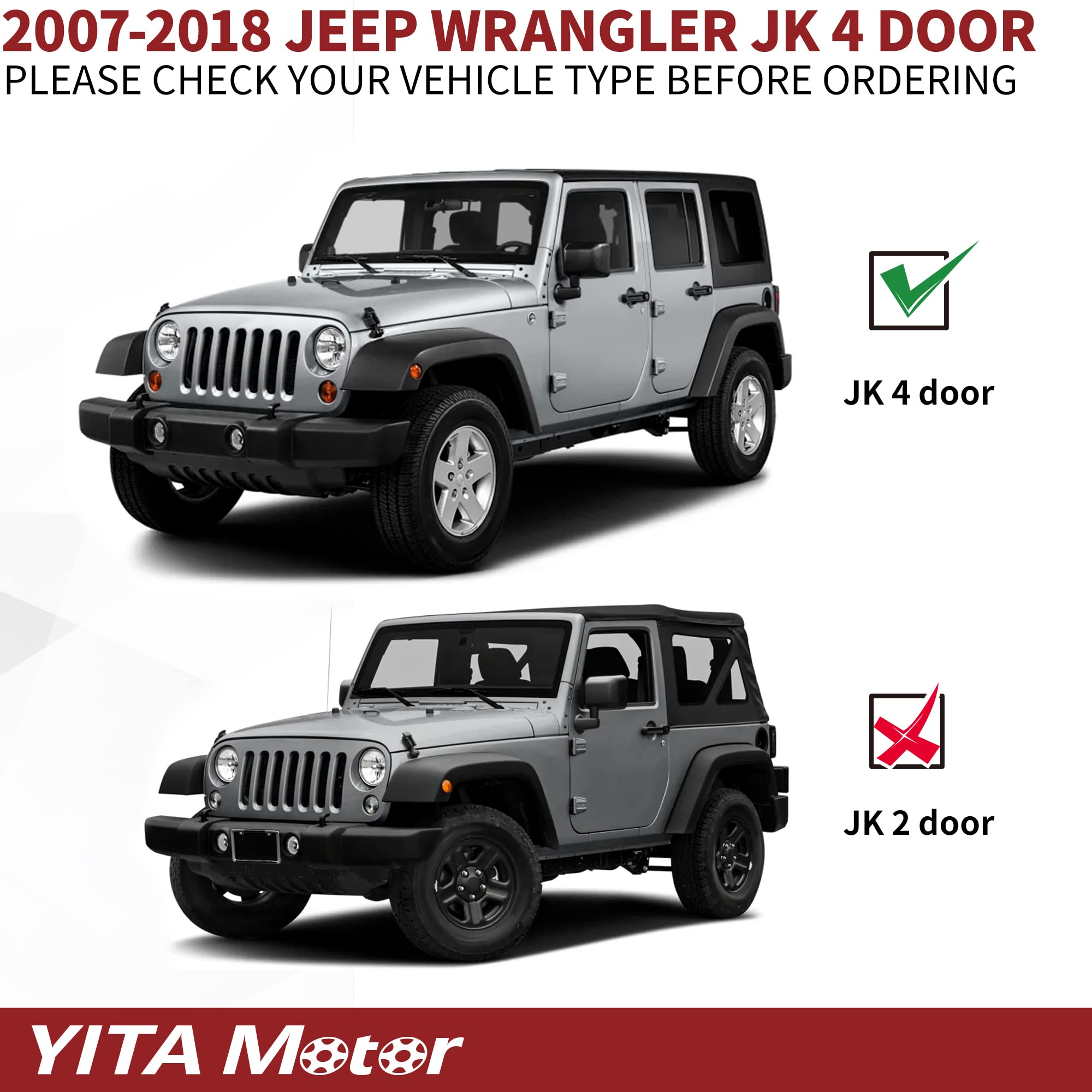 Running Boards Compatible with 2007-2018 Jeep Wrangler JK 4 Door