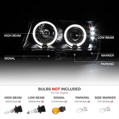 LED Halo Ring Chrome Headlight, Driver & Passenger Side for 1999-2004 Jeep Grand Cherokee