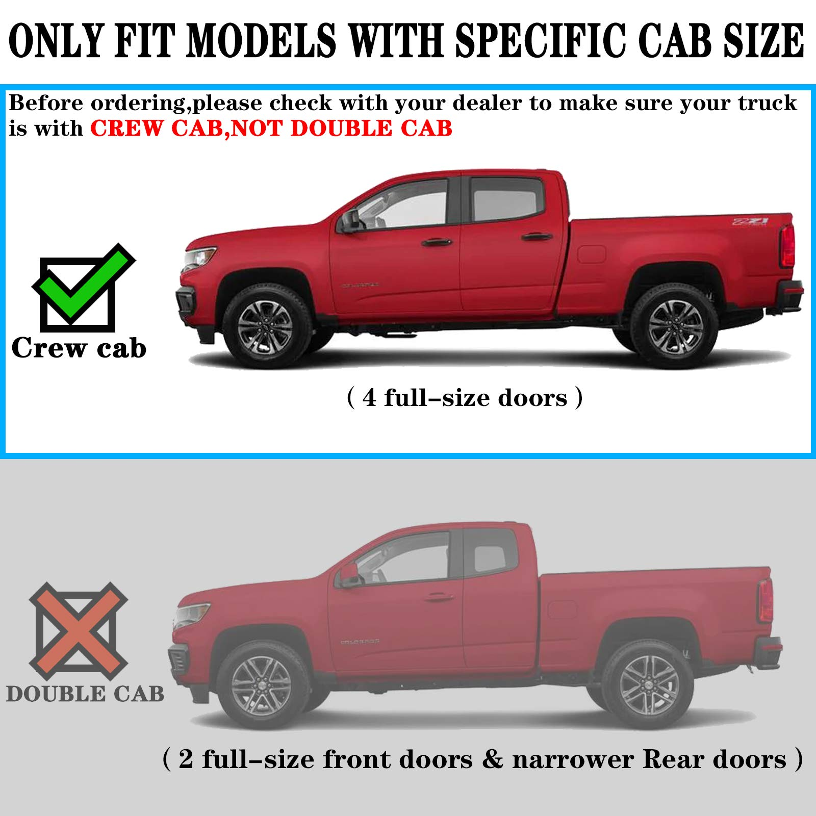 6 Inches Running Boards for 2015-2023 Chevrolet Colorado/GMC Canyon Crew Cab