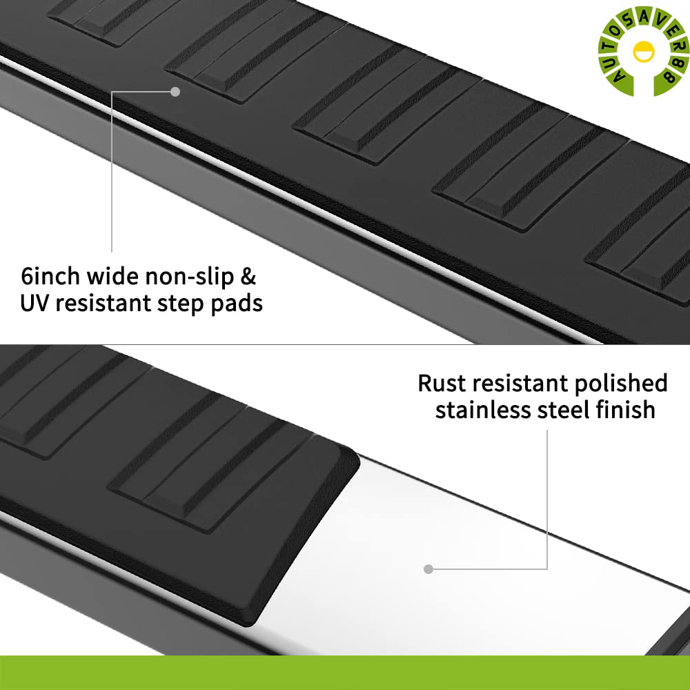 Running Boards for 2015-2022 Chevrolet Colorado/GMC Canyon Crew Cab, 6 Inches Aluminum Black