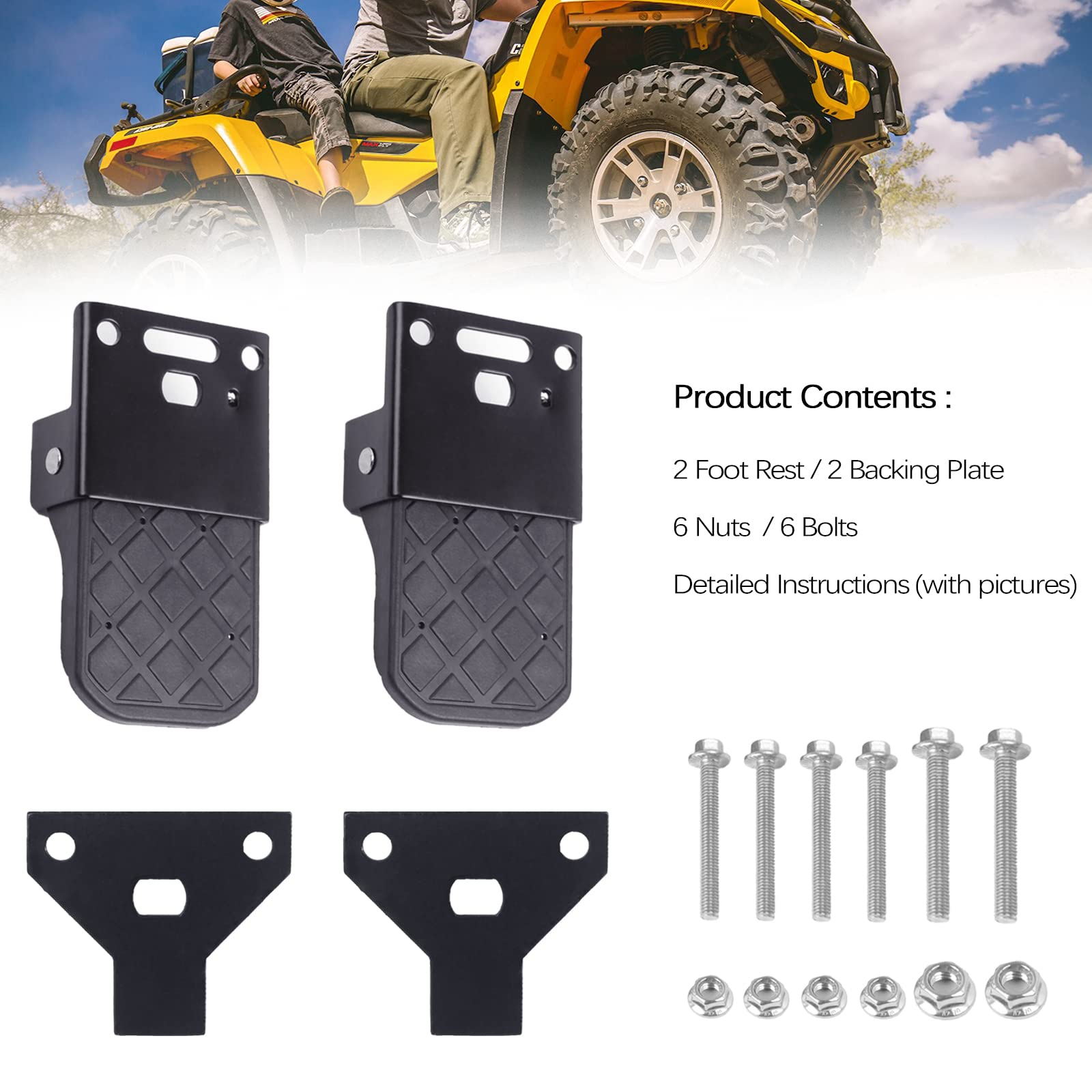 Pairs ATV Foot Rests for Four Wheeler Rear Passenger Foot Peg