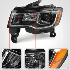 Halogen Headlight Assembly Compatible with 2014-2016 Jeep Grand Cherokee