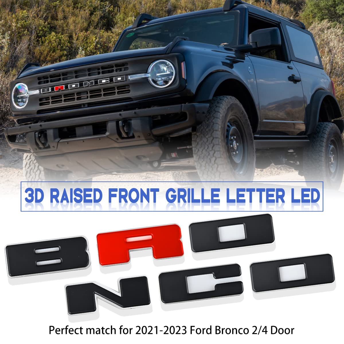 Letters Lights Emblem Compatible for Ford Bronco Accessories 2021 2022 2023