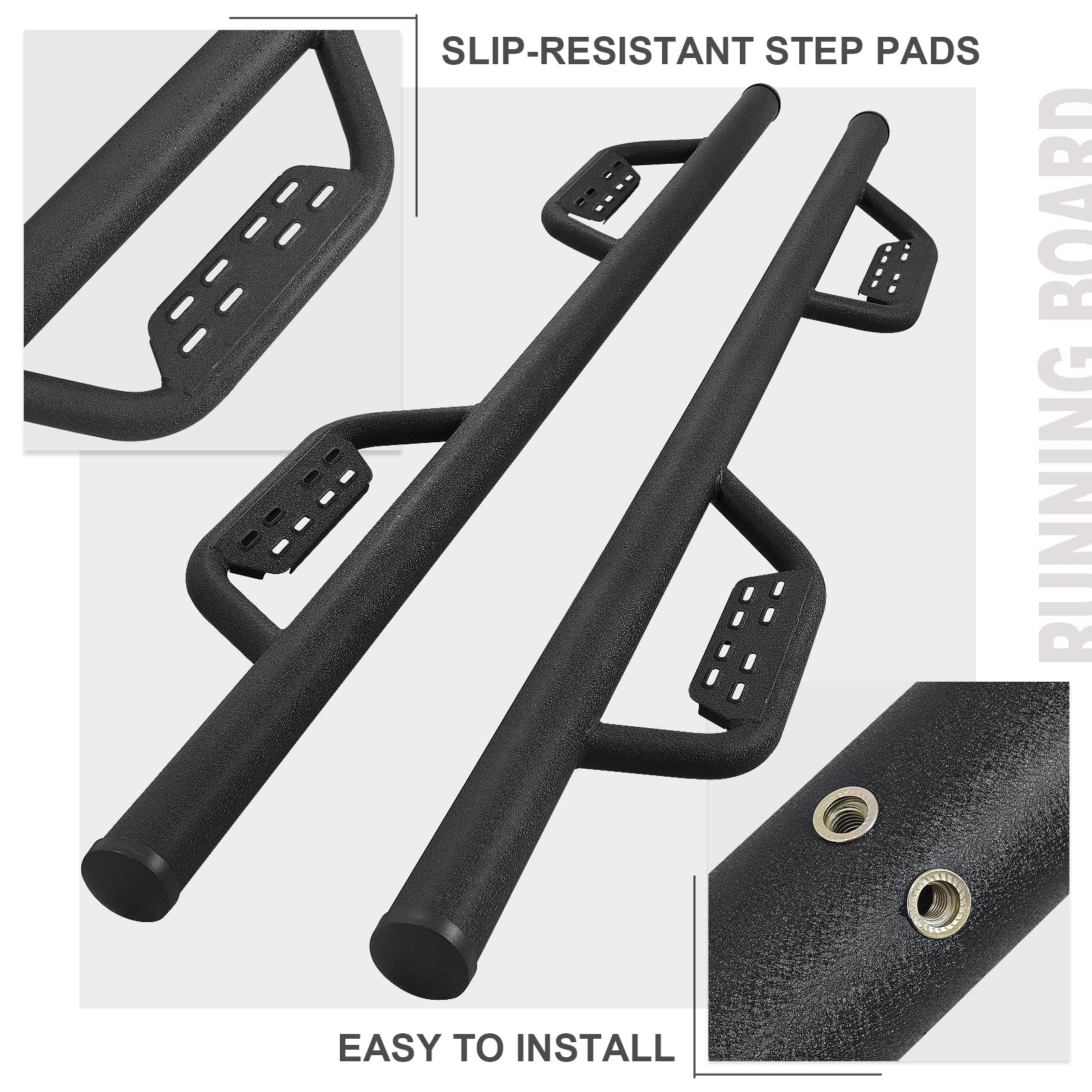 Side Steps Nerf Bars Compatible with 2007-2018 Chevy Silverado & GMC Sierra