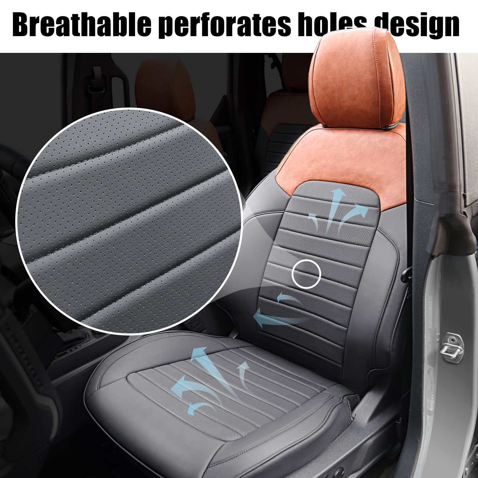 Seat Covers Protector with Backrest and Armrest for Ford Bronco Accessories 2021-2023 4-Door (car without Molle Panels)