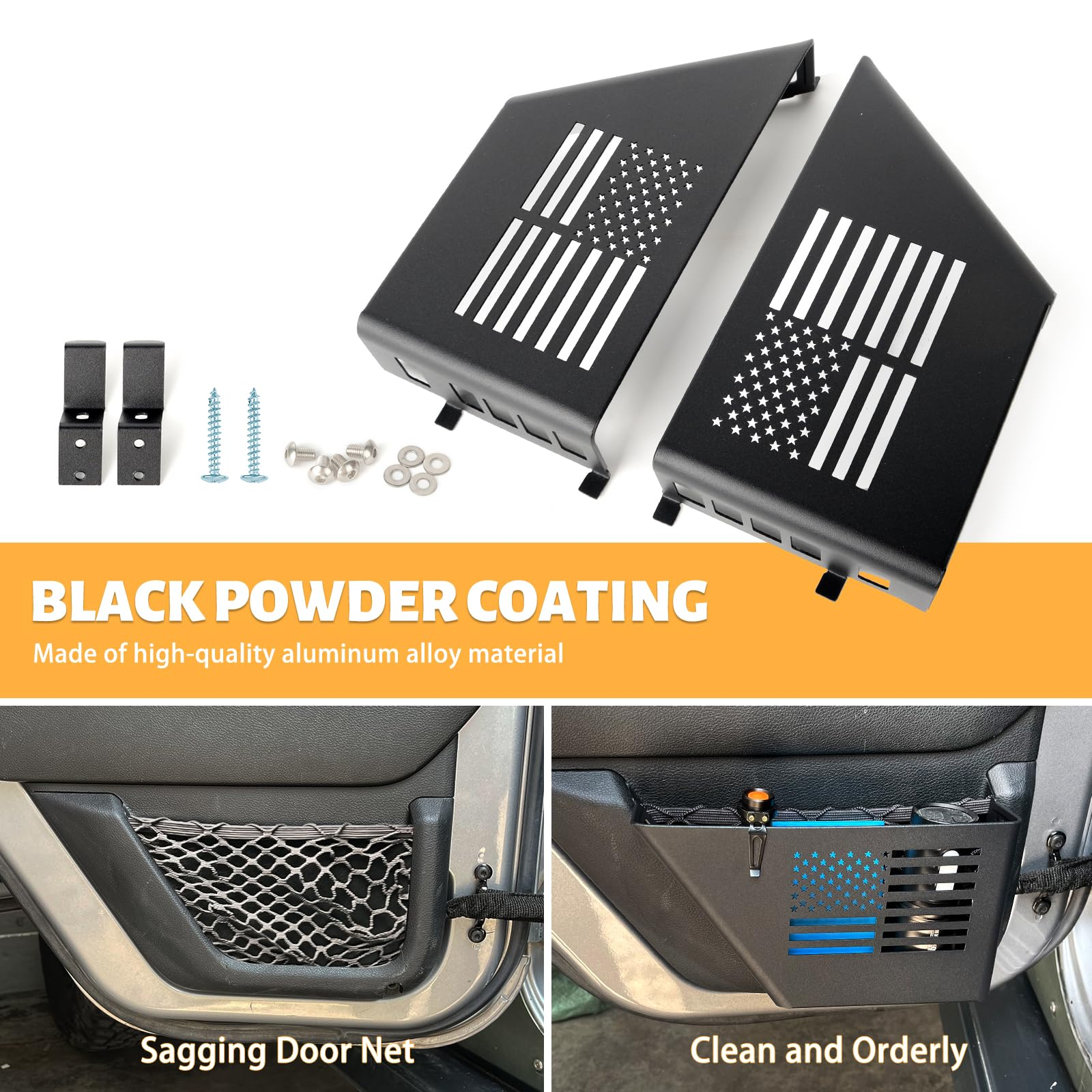 Metal FrontMetal Door Storage Box, Door Side Insert Organizer Box for Jeep Wrangler JK