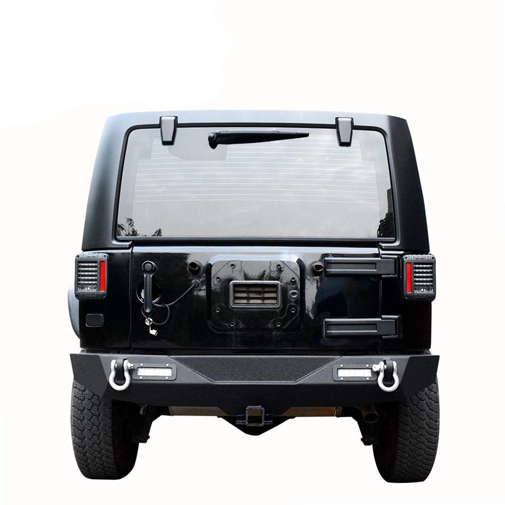 Rear Bumper for Jeep Wrangler JK with 2x LED Lights & 2" Hitch Receiver