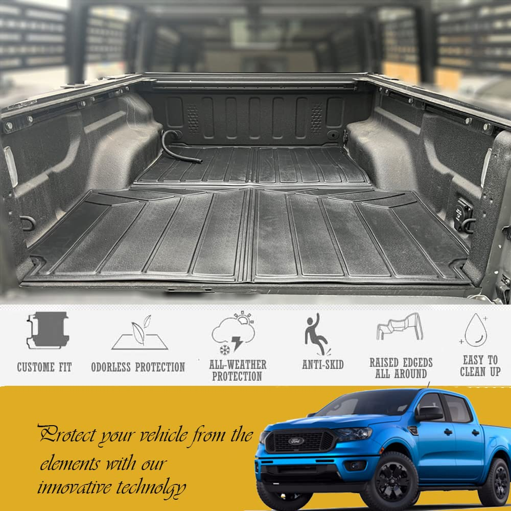 Truck Bed Mats Fits for 2019-2023 Ford Ranger Crew Cab 5ft Bed