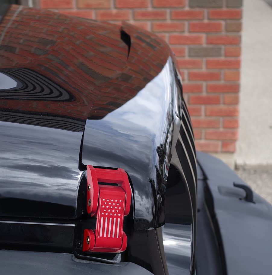 Aluminum Hood Latches Catch Kit with US Flag Style Red