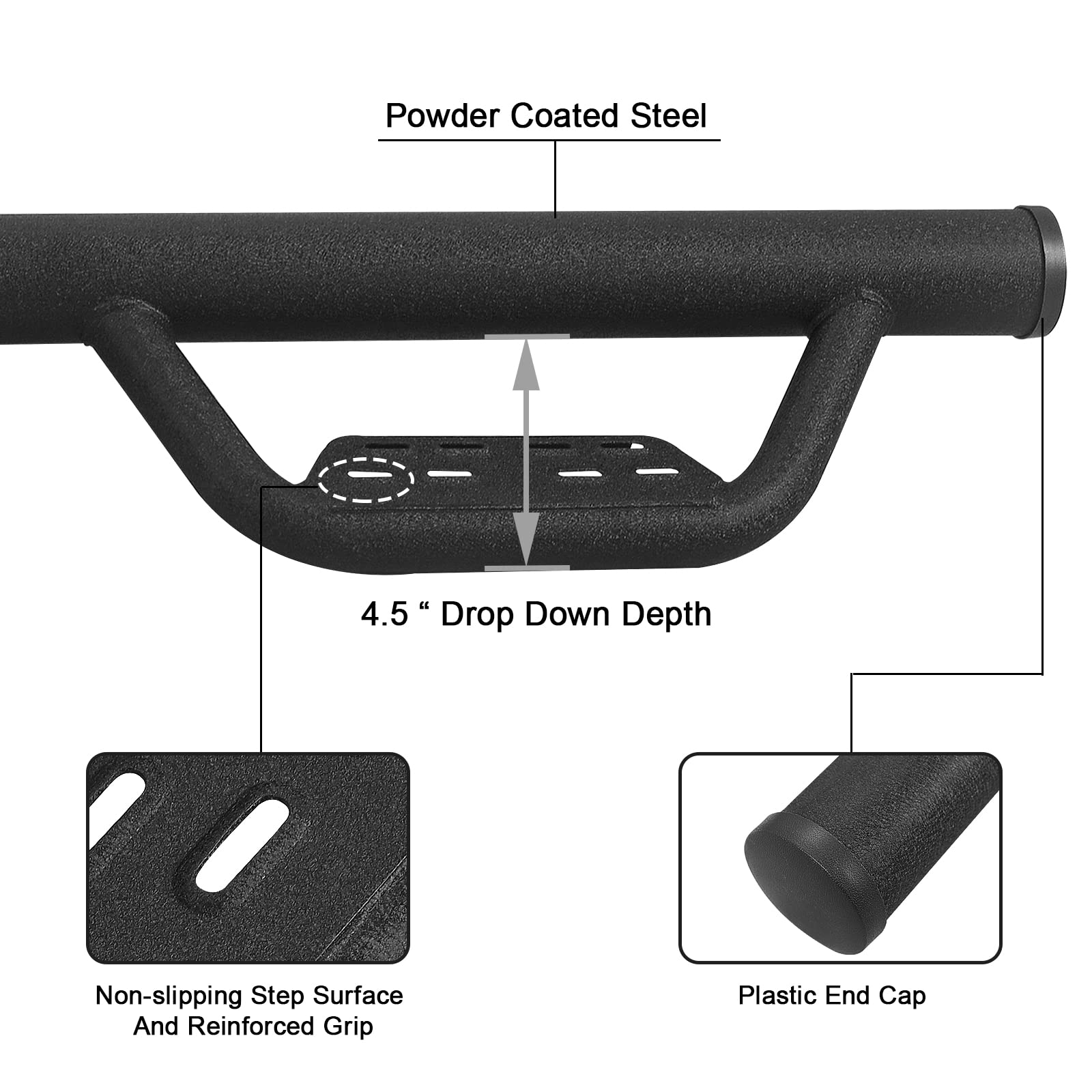 Running Boards Compatible with 2007-2018 Jeep Wrangler Jk Jku Unlimited 4 Doors