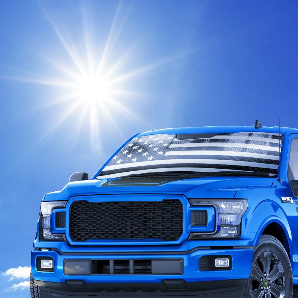 Windshield Sun Shade American Flag Compatible with Ford